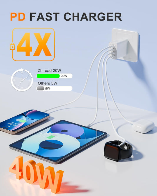 USB C Charger 40W Multiport Fast, USB Charger Socket