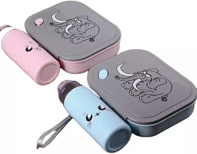 Lunchlåda med flaska för barn Skollunchlåda Elefant