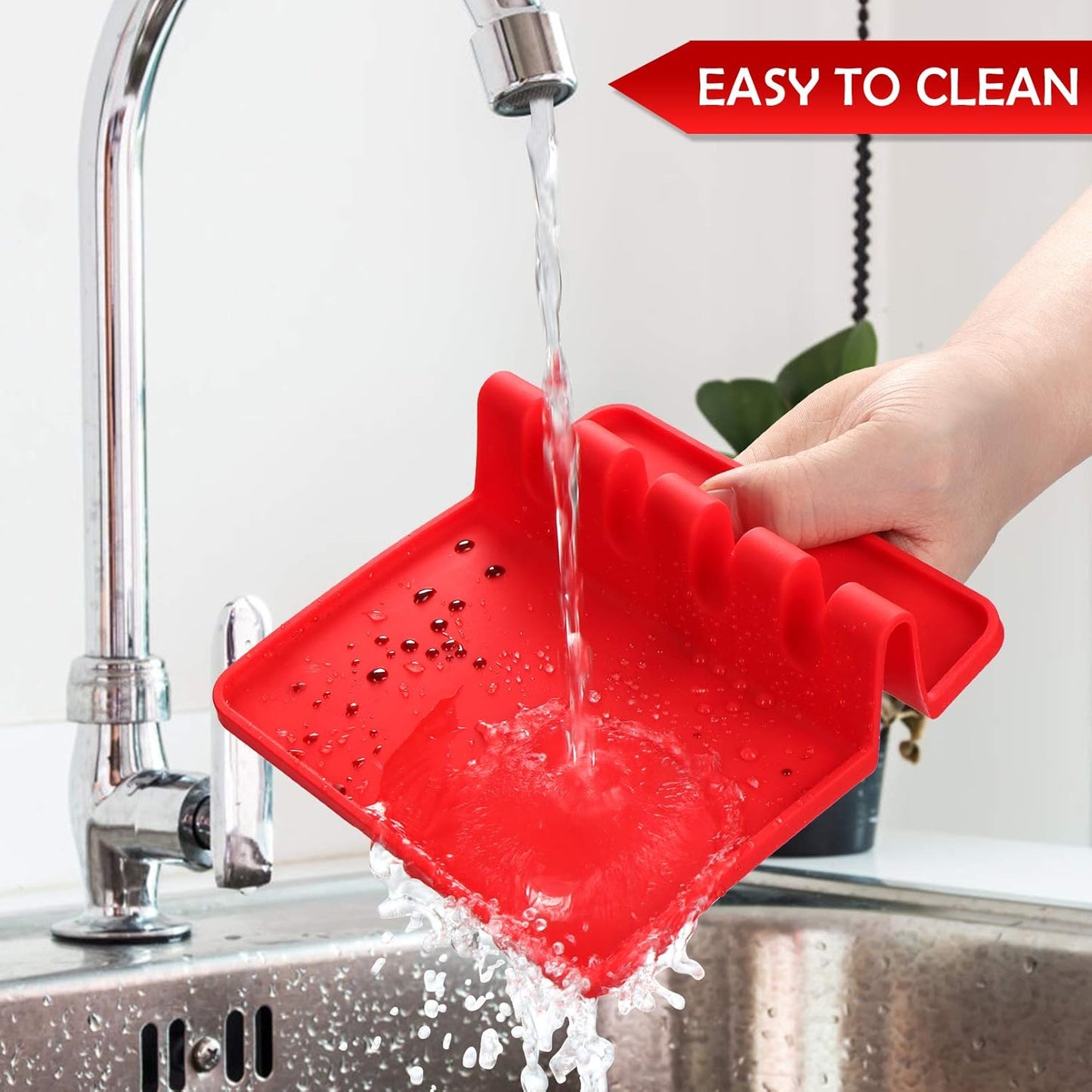 Kitchen Spoon Holder, Silicone Spoon Support, Utensil Support with Drip Pad, for Pot Lid, Spoon, Chopsticks