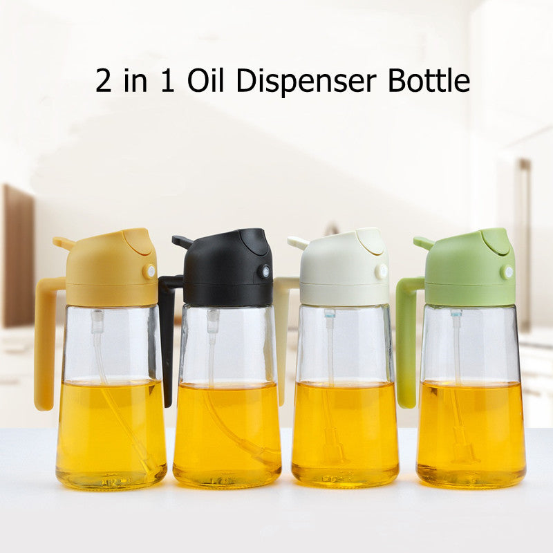 Premium 2-i-1 Oljeflaska i Glas med Sprayfunktion & Silikonpensel