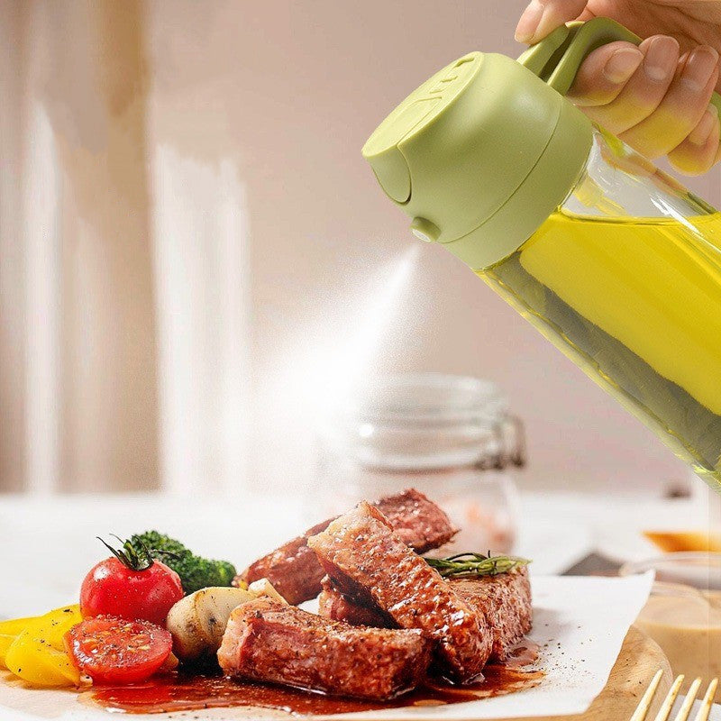 Premium 2-i-1 Oljeflaska i Glas med Sprayfunktion & Silikonpensel