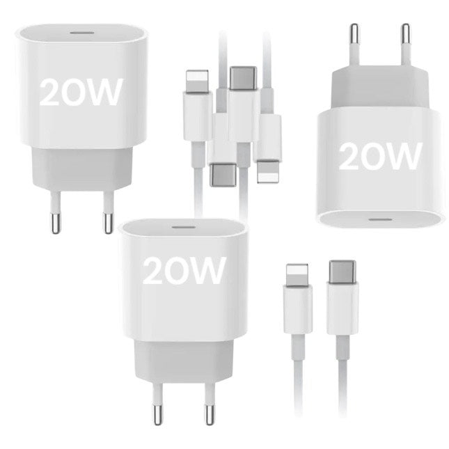 IPHONE CHARGER 3 PACKS ADAPTER AND CABLE 2M C TO L
