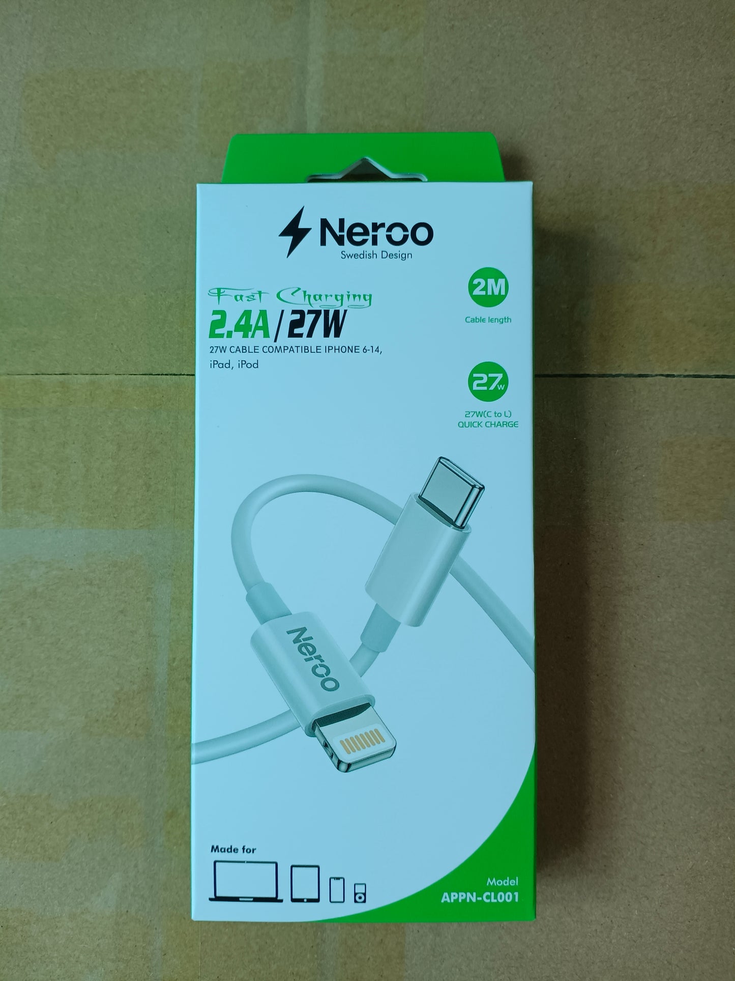 NEROO 10 Set Type-C till  Lightning Kabel 2M (Grossist)