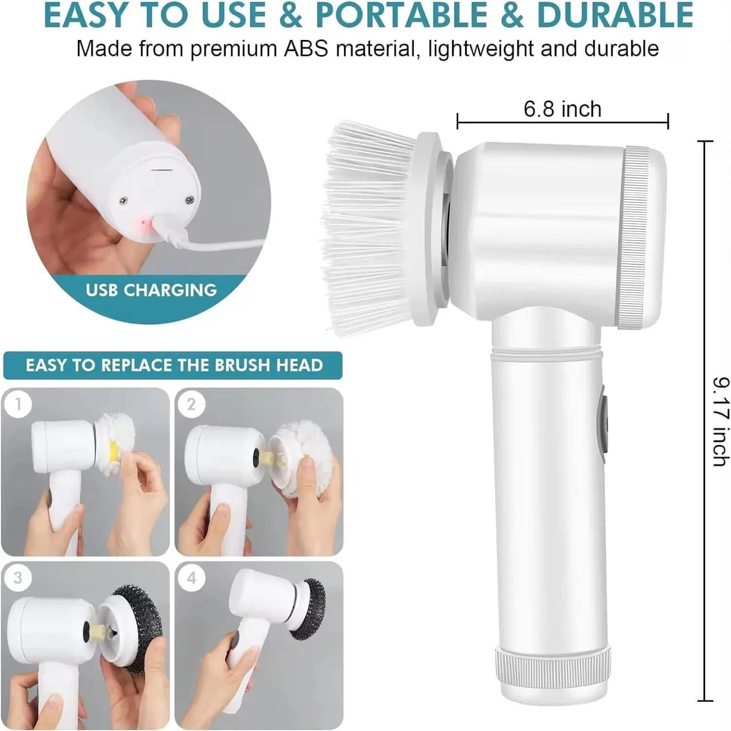 5-in-1 Electric Cleaning Brush – Multi-Purpose Scrubber