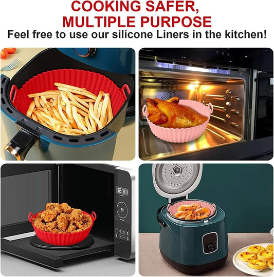 2 Pieces Silicone Hot Air Fryer Mold (20cm) Airfryer Silicone Baking Molds, Reusable Air Freezers, Silicone Saucepans, Hot Air Fryer, Oven, Microwave (A)