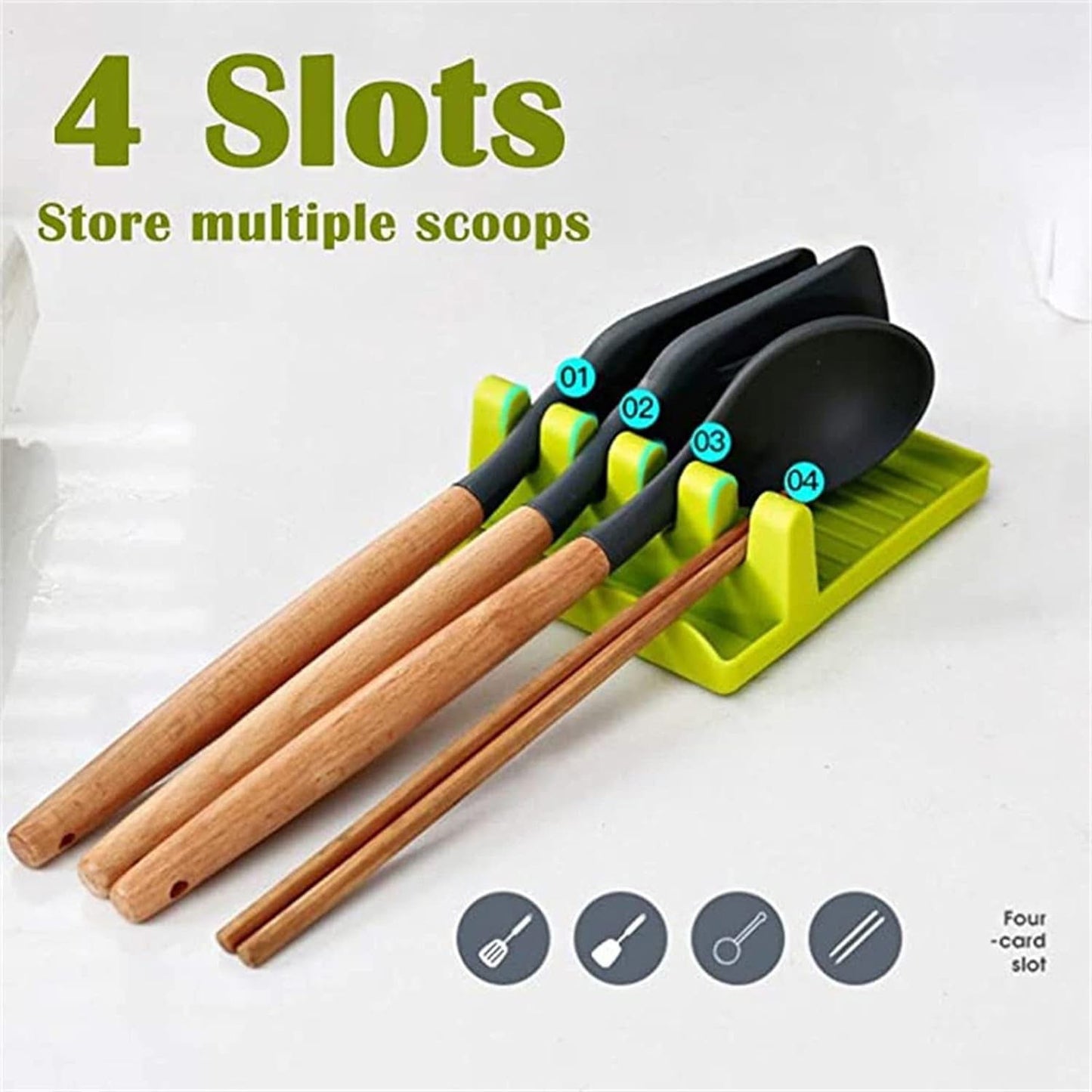 Kitchen Spoon Holder, Silicone Spoon Support, Utensil Support with Drip Pad, for Pot Lid, Spoon, Chopsticks