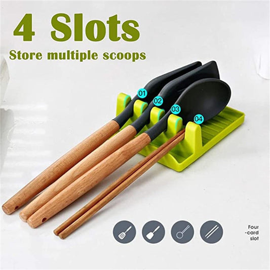 Kitchen Spoon Holder, Silicone Spoon Support, Utensil Support with Drip Pad, for Pot Lid, Spoon, Chopsticks