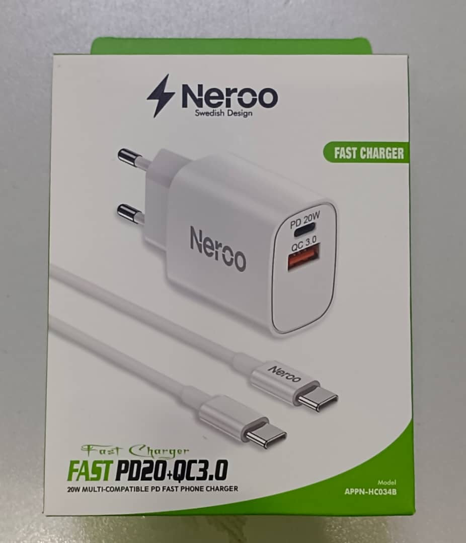 NEROO 20W Snabbladdare 10 Set – USB-C + USB-A Adapter & Type-C till C Kabel (Grossist)